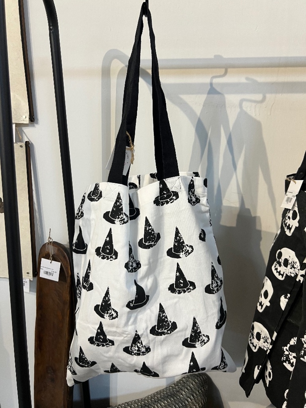 NWT Halloween Trick or Treat Tote Bag | Black Witch Hat Print